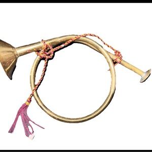 Vintage Miniature Brass Hunting Horn Bugle Decor